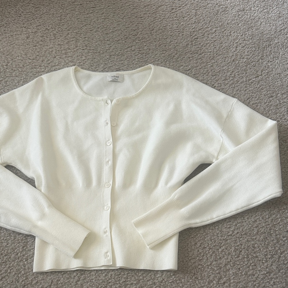 Aritzia Cream Button-Up Cardigan
